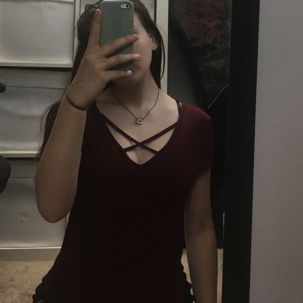 2 tops (Royal blue, burgundy)